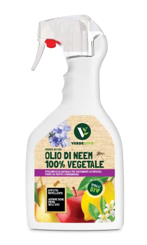 VerdeVivo Neemöl 100% pflanzlich, gebrauchsfertig. Ideal zur Bekämpfung der Vermehrung von Schädlingen und Insekten auf Gartenbau, Obst- und Zierpflanzen von VerdeVivo