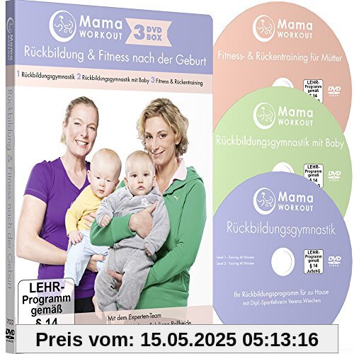 MamaWORKOUT - Rückbildung & Fitness nach der Geburt - 3-DVD-Box zum Sparpreis ++ 1. Rückbildungsgymnastik ++ 2. Rückbildungsgymnastik mit Baby ++ 3. ... für Mütter ++ von Expertin Verena Wiechers MamaWORKOUT - Rückbildung & Fitness nach der Geburt - 3-DVD-Box zum Sparpreis ++ 1. Rückbildungsgymnastik ++ 2. Rückbildungsgymnastik mit Baby ++ 3. ... für Mütter ++ von Expertin Verena Wiechers von Verena Wiechers