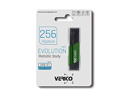 VERICO USB-Stick 3.0 Evolution MKII,256GB,militärischen Qualität Design für PC/Laptop, Highspeed Speicher Lösung Foto/Musik Speicherstick versch. Farben, grau, blau, rot, grün, 1UDOV-T5GY93-NN von Verico