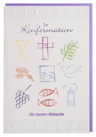 Konfirmationskarte Christliche Symbole bunt von Verlag Dominique