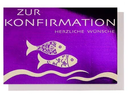 Konfirmationskarte Fische Glimmer lila von Verlag Dominique