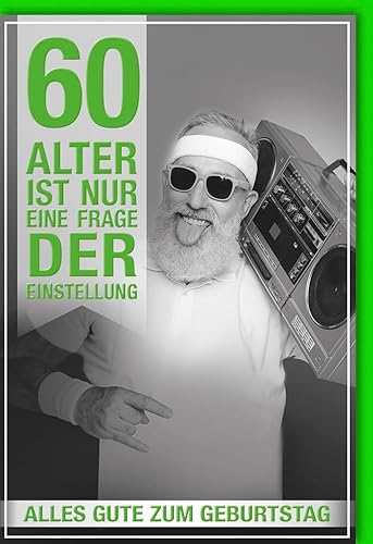 Verlag Dominique 60.Geburtstagskarte lustig- Mann mit Ghettoblaster - mit Umschlag von Verlag Dominique