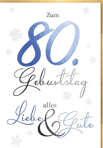 Verlag Dominique A4 Maxi Geburtstagskarte 80. Geburtstag A4, Kleeblätter - mit Umschlag von Verlag Dominique