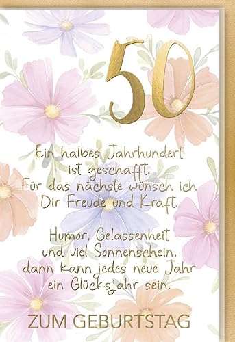 Verlag Dominique Geburtstagskarte 50 Schöner Spruch edles Papier - mit Umschlag von Verlag Dominique