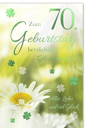 Verlag Dominique Geburtstagskarte 70 Jahre Kleeblätter und Gänseblume - mit Umschlag von Verlag Dominique