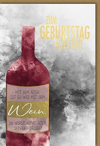 Verlag Dominique Geburtstagskarte - Rote Flasche als Aquarell - mit Umschlag von Verlag Dominique