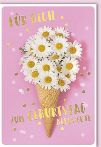 Verlag Dominique Geburtstagskarte für Frauen Waffel mit Gänseblümchen - mit Umschlag von Verlag Dominique