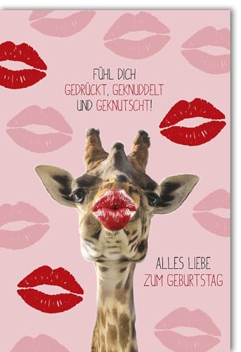 Verlag Dominique Geburtstagskarte für Partner Giraffe mit Kussmund - mit Umschlag von Verlag Dominique