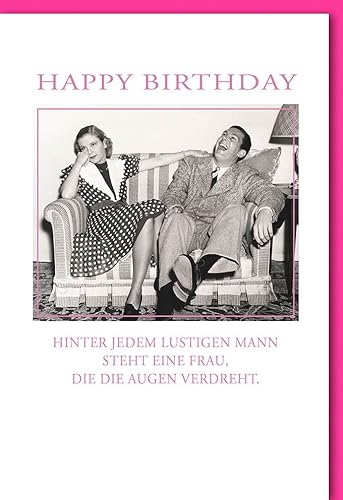 Verlag Dominique Geburtstagskarte lustig Oldschool: Pärchen auf Couch - mit Umschlag von Verlag Dominique