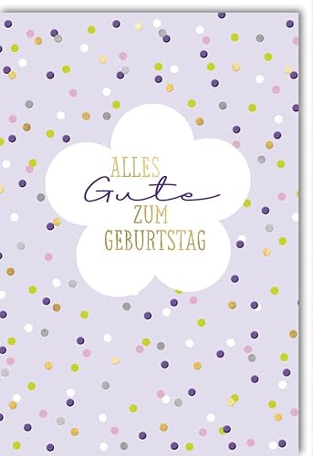 Verlag Dominique Geburtstagskarte schön Naturkarton kleine Punkte blau lila - mit Umschlag von Verlag Dominique
