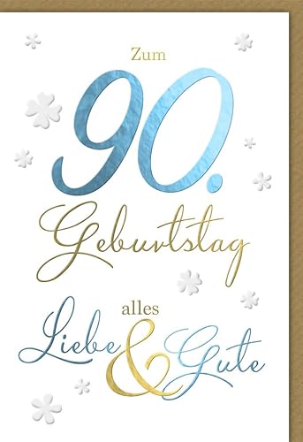 Verlag Dominique Geburtstagskarten 90 Jahre Spruch Zum 90 Geburtstg alles Liebe und Gute - mit Umschlag von Verlag Dominique
