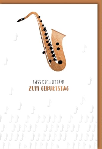 Verlag Dominique Glückwunschkarte Geburtstag Hobby Saxophon und Noten - mit Umschlag von Verlag Dominique