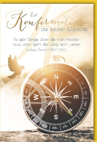 Verlag Dominique Glückwunschkarte Konfirmation Motiv Kompass Spruch Es gibt Berge - mit Umschlag von Verlag Dominique