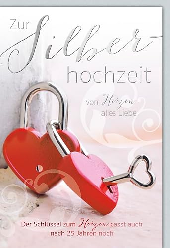 Verlag Dominique Glückwunschkarte Silberhochzeit Schlüssel Schloss Herz - mit Umschlag von Verlag Dominique