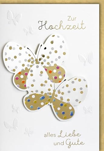 Verlag Dominique Hochzeitskarte Glückwunsch zwei Schmetterlinge gold - mit Umschlag von Verlag Dominique