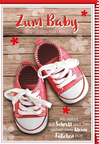 Verlag Dominique Karte Geburt Junge Glückwunsch Zum Baby Ab sofort auf Schritt und Tritt - mit Umschlag von Verlag Dominique