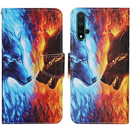 Verpotex Kompatibel mit Huawei Honor 20/Nova 5T Hülle, Handyhülle Lederhülle Leder Klappbar Flip Case Tasche Magnet Wallet Kartenfach Klapphülle Schutzhülle Hülle Huawei Honor 20/Nova 5T (Wolf) von Verpotex