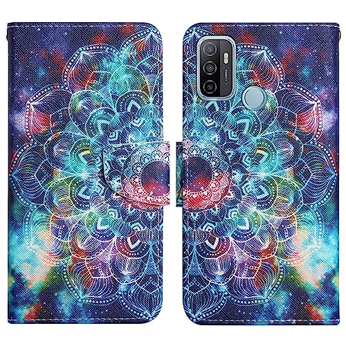 Verpotex Kompatibel mit Oppo A53/A32 2020/A33 2020/A53S/A11S Hülle, Premium Handyhülle Lederhülle Leder Klappbar Flip Case Tasche Magnet Wallet Kartenfach Klapphülle Schutzhülle Hülle (Mandala 1) von Verpotex