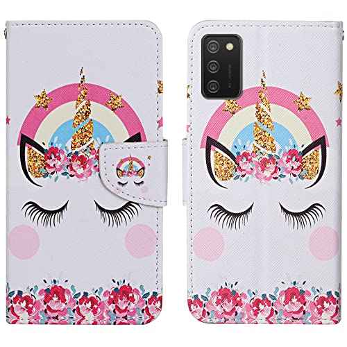 Verpotex Kompatibel mit Samsung Galaxy A03S Hülle, Handyhülle Samsung A03S Hülle Premium Lederhülle Leder Klappbar Case Tasche Magnet Kartenfach Klapphülle Schutzhülle Samsung A03S (Einhorn) von Verpotex