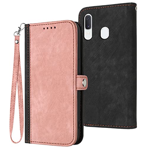 Verpotex Kompatibel mit Samsung Galaxy A20 / A30 Hülle, Premium Leder PU Handyhülle Flip Wallet Case Tasche mit [Kartenfach] [Stand Funktion] Schutzhülle für Samsung Galaxy A20 / A30 (Rosa) von Verpotex