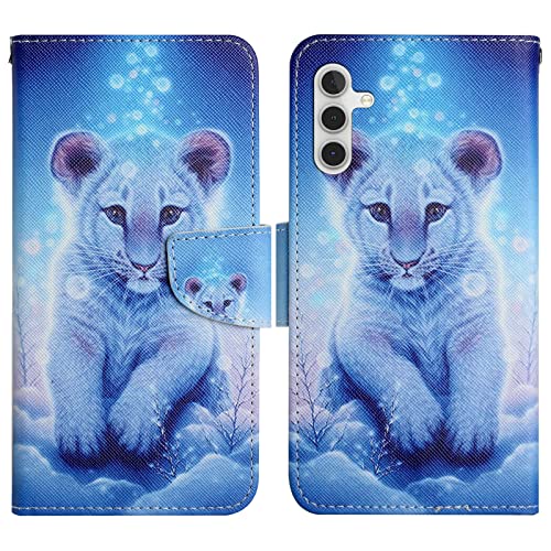 Verpotex Kompatibel mit Samsung Galaxy A34 5G Hülle, Handyhülle Samsung A34 5G Hülle Lederhülle Leder Klappbar Flip Case Tasche Magnet Kartenfach Klapphülle Schutzhülle Samsung A34 5G (Leopard) von Verpotex