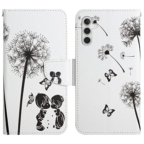 Verpotex Kompatibel mit Samsung Galaxy A34 5G Hülle, Handyhülle Samsung A34 5G Hülle Lederhülle Leder Klappbar Flip Case Tasche Magnet Kartenfach Klapphülle Schutzhülle Samsung A34 5G (Löwenzahn) von Verpotex