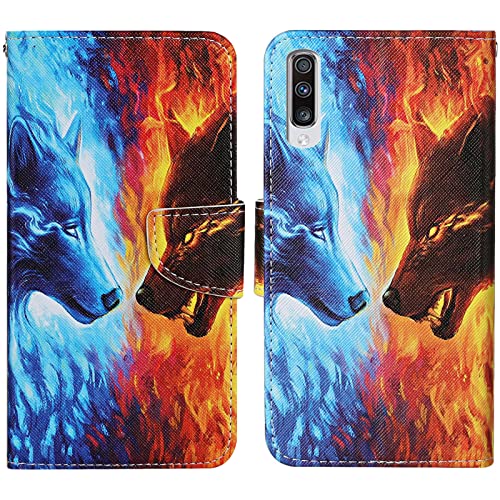 Verpotex Kompatibel mit Samsung Galaxy A50/A30S/A50S Hülle, Handyhülle Samsung A50/A30S/A50S Hülle Lederhülle Leder Klappbar Flip Case Tasche Magnet Kartenfach Klapphülle Schutzhülle (Wolf) von Verpotex
