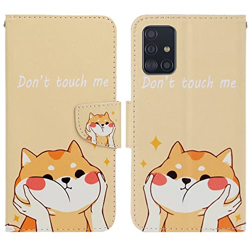 Verpotex Kompatibel mit Samsung Galaxy A71 4G Hülle, Handyhülle Samsung A71 4G Hülle Lederhülle Leder Klappbar Flip Case Tasche Magnet Kartenfach Klapphülle Schutzhülle Samsung A71 4G (Shiba Inu) von Verpotex