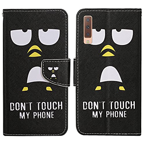 Verpotex Kompatibel mit Samsung Galaxy A750/A7 2018 Hülle, Handyhülle Samsung A750 Hülle Lederhülle Leder Klappbar Flip Case Tasche Magnet Kartenfach Klapphülle Schutzhülle Samsung A7 2018 (Pinguin) von Verpotex