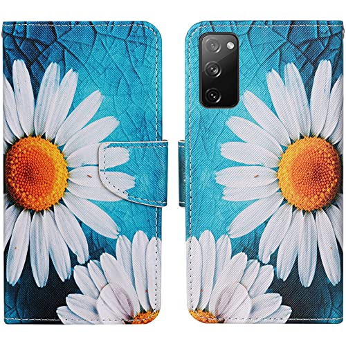 Verpotex Kompatibel mit Samsung Galaxy S20 FE Hülle, Handyhülle Samsung S20 FE Hülle Lederhülle Leder Klappbar Flip Case Tasche Magnet Kartenfach Klapphülle Schutzhülle Samsung S20 FE (Blume 1) von Verpotex