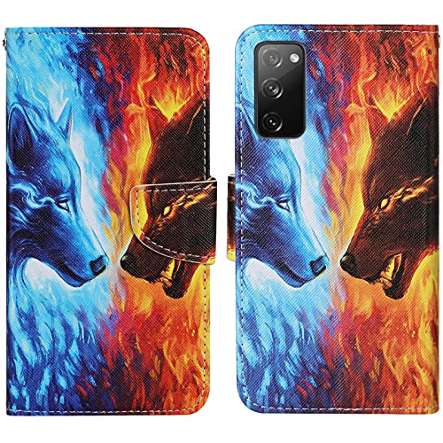 Verpotex Kompatibel mit Samsung Galaxy S20 FE Hülle, Handyhülle Samsung S20 FE Hülle Lederhülle Leder Klappbar Flip Case Tasche Magnet Kartenfach Klapphülle Schutzhülle Samsung S20 FE (Wolf) von Verpotex