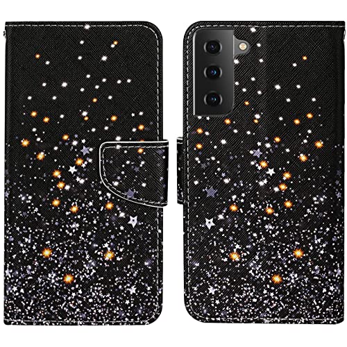 Verpotex Kompatibel mit Samsung Galaxy S21 FE Hülle, Handyhülle Samsung S21 FE Hülle Premium Lederhülle Leder Klappbar Flip Case Magnet Kartenfach Klapphülle Schutzhülle Samsung S21 FE (Stern) von Verpotex