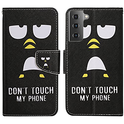 Verpotex Kompatibel mit Samsung Galaxy S21 FE Hülle, Handyhülle Samsung S21 FE Hülle Premium Lederhülle Leder Klappbar Flip Case Magnet Kartenfach Klapphülle Schutzhülle Samsung S21 FE (Pinguin) von Verpotex