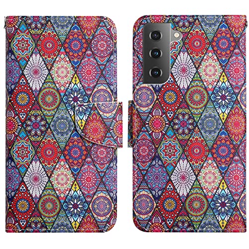 Verpotex Kompatibel mit Samsung Galaxy S22 Hülle, Handyhülle Samsung S22 Hülle Premium Lederhülle Leder Klappbar Flip Case Tasche Magnet Kartenfach Klapphülle Schutzhülle Samsung S22 (Kaleidoskop) von Verpotex