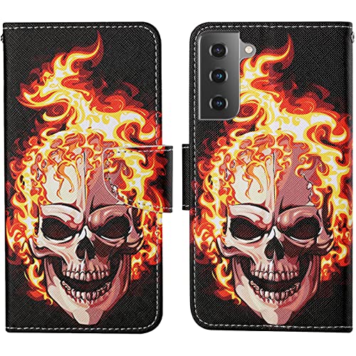 Verpotex Kompatibel mit Samsung Galaxy S22 Plus Hülle, Handyhülle Samsung S22 Plus Hülle Lederhülle Leder Klappbar Flip Case Magnet Kartenfach Klapphülle Schutzhülle Samsung S22 Plus (Schädel) von Verpotex