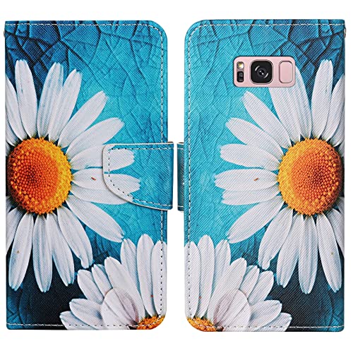 Verpotex Kompatibel mit Samsung Galaxy S8 Hülle, Handyhülle Samsung S8 Hülle Premium Lederhülle Leder Klappbar Flip Case Tasche Magnet Kartenfach Klapphülle Schutzhülle Samsung S8 (Blume 1) von Verpotex