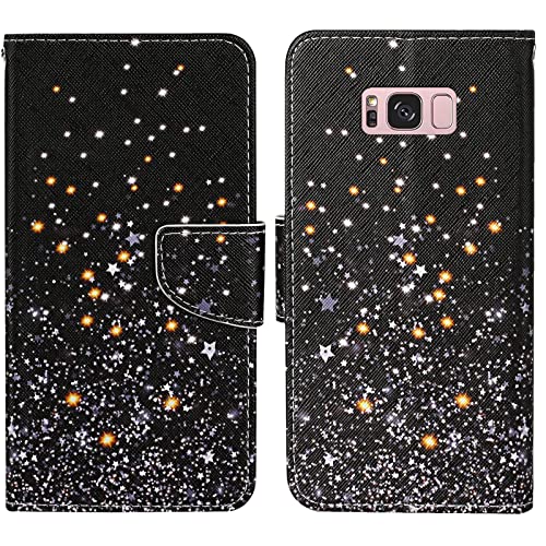 Verpotex Kompatibel mit Samsung Galaxy S8 Hülle, Handyhülle Samsung S8 Hülle Premium Lederhülle Leder Klappbar Flip Case Tasche Magnet Kartenfach Klapphülle Schutzhülle Samsung S8 (Stern) von Verpotex