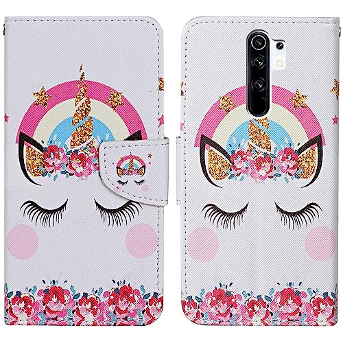 Verpotex Kompatibel mit Xiaomi Redmi 9 Hülle, Premium Handyhülle Lederhülle Leder Klappbar Flip Case Tasche Magnet Wallet Kartenfach Klapphülle Schutzhülle Hülle Holster Xiaomi Redmi 9 (Einhorn) von Verpotex