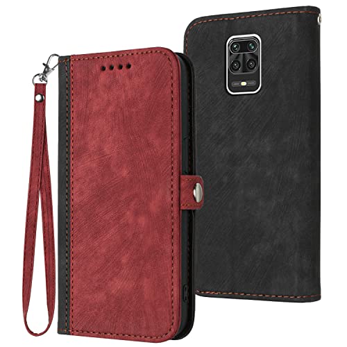 Verpotex Kompatibel mit Xiaomi Redmi Note 9S / Note 9 Pro Hülle, Premium Leder PU Handyhülle Flip Wallet Case Tasche mit [Kartenfach] [Stand Funktion] Schutzhülle für Redmi Note 9S/Note 9 Pro (Rot) von Verpotex