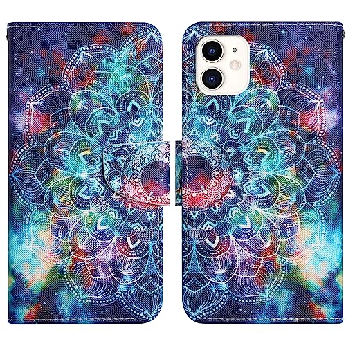 Verpotex Kompatibel mit iPhone 11 Hülle, Premium Handyhülle Lederhülle Leder Klappbar Flip Tasche Magnet Wallet Kartenfach Klapphülle Schutzhülle Hülle Holster iPhone 11 (6,1 Zoll) (Mandala 1) von Verpotex