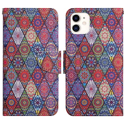 Verpotex Kompatibel mit iPhone 11 Hülle, Premium Handyhülle Lederhülle Leder Klappbar Flip Tasche Magnet Wallet Kartenfach Klapphülle Schutzhülle Hülle Holster iPhone 11 (6,1 Zoll) (Kaleidoskop) von Verpotex