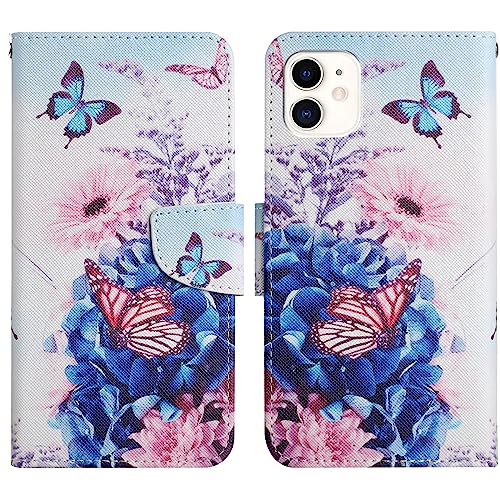 Verpotex Kompatibel mit iPhone 11 Hülle, Premium Handyhülle Lederhülle Leder Klappbar Flip Tasche Magnet Wallet Kartenfach Klapphülle Schutzhülle Hülle Holster iPhone 11 (6,1 Zoll) (Schmetterling 1) von Verpotex