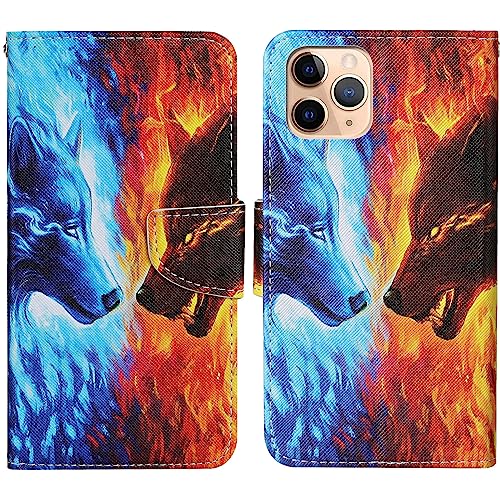 Verpotex Kompatibel mit iPhone 11 Pro Hülle, Premium Handyhülle Lederhülle Leder Klappbar Flip Tasche Magnet Wallet Kartenfach Klapphülle Schutzhülle Hülle iPhone 11 Pro (5,8 Zoll) (Wolf) von Verpotex