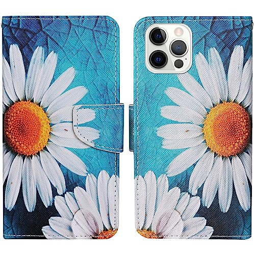 Verpotex Kompatibel mit iPhone 12/12 Pro Hülle, Handyhülle Lederhülle Leder Klappbar Flip Case Magnet Wallet Kartenfach Klapphülle Schutzhülle Hülle iPhone 12/12 Pro (6,1 Zoll) (Blume 1) von Verpotex