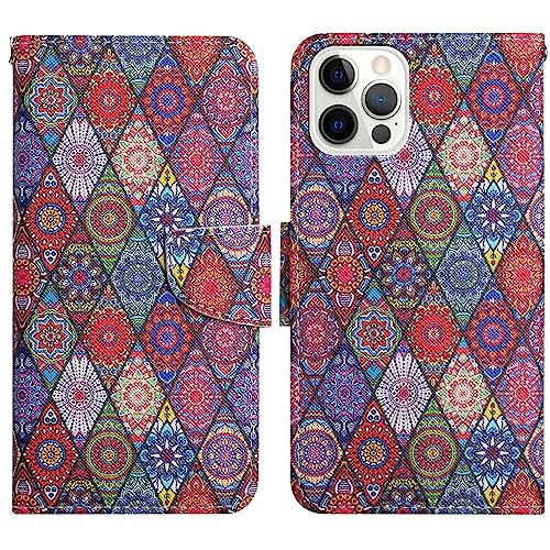 Verpotex Kompatibel mit iPhone 12/12 Pro Hülle, Handyhülle Lederhülle Leder Klappbar Flip Case Magnet Wallet Kartenfach Klapphülle Schutzhülle Hülle iPhone 12/12 Pro (6,1 Zoll) (Kaleidoskop) von Verpotex