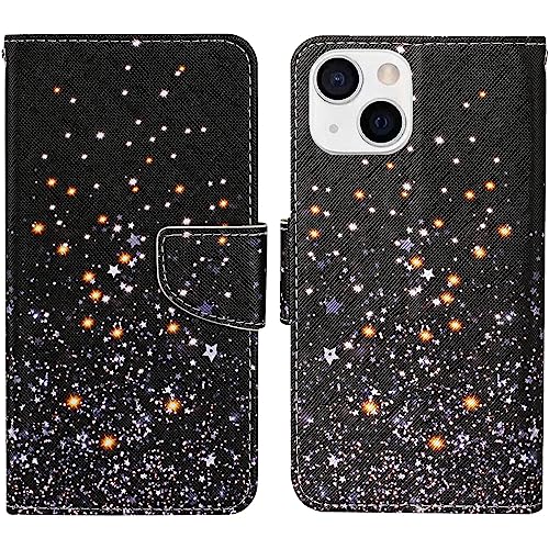 Verpotex Kompatibel mit iPhone 13 Hülle, Premium Handyhülle Lederhülle Leder Klappbar Case Tasche Magnet Wallet Kartenfach Klapphülle Schutzhülle Hülle Holster iPhone 13 (6,1 Zoll) (Stern) von Verpotex