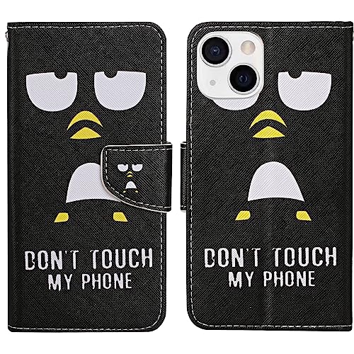 Verpotex Kompatibel mit iPhone 14 Hülle, Premium Handyhülle Lederhülle Leder Klappbar Case Tasche Magnet Wallet Kartenfach Klapphülle Schutzhülle Hülle Holster iPhone 14 (6,1 Zoll) (Pinguin) von Verpotex