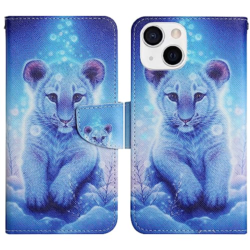 Verpotex Kompatibel mit iPhone 14 Plus Hülle, Premium Handyhülle Lederhülle Leder Klappbar Case Tasche Magnet Wallet Kartenfach Klapphülle Schutzhülle Hülle iPhone 14 Plus (6,7 Zoll) (Leopard) von Verpotex