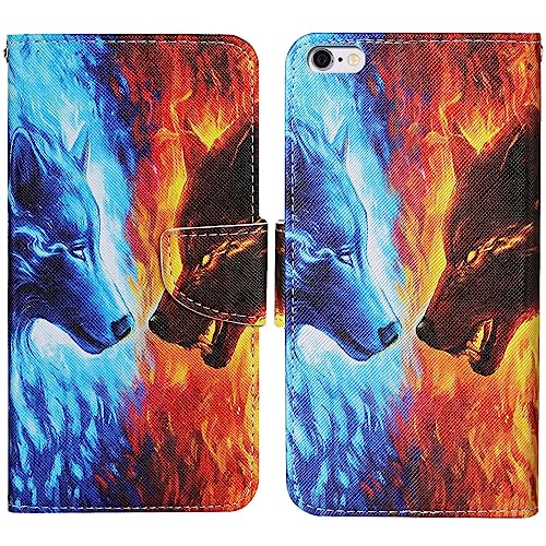 Verpotex Kompatibel mit iPhone 6S/6 Hülle, Handyhülle Lederhülle Leder Klappbar Flip Case Tasche Magnet Wallet Kartenfach Klapphülle Schutzhülle Hülle iPhone 6S / iPhone 6 (4,7 Zoll) (Wolf) von Verpotex