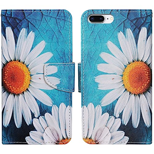 Verpotex Kompatibel mit iPhone 8 Plus/7 Plus Hülle, Handyhülle Lederhülle Leder Klappbar Flip Tasche Magnet Wallet Kartenfach Klapphülle Schutzhülle iPhone 8 Plus/7 Plus (5,5 Zoll) (Blume 1) von Verpotex